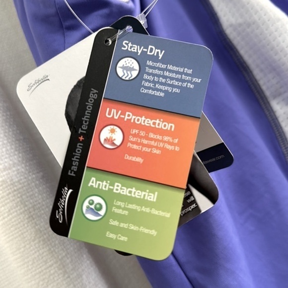 NWT Women’s Sofibella Purple & White Polyester & Spandex UV Tennis Golf Top XS - Picture 7 of 9